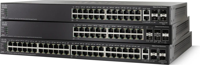 Cisco SF500 Rackmount Managed Stacking Switch, 48x RJ-45, 2x RJ-45/SFP
