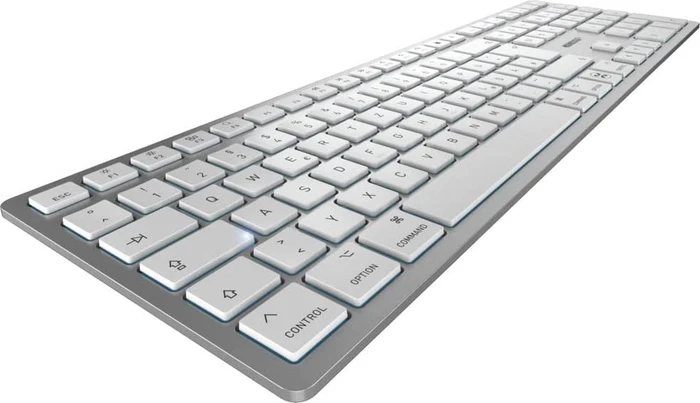 Cherry KW 9100 Slim for Mac, silber/weiß, USB/Bluetooth, DE