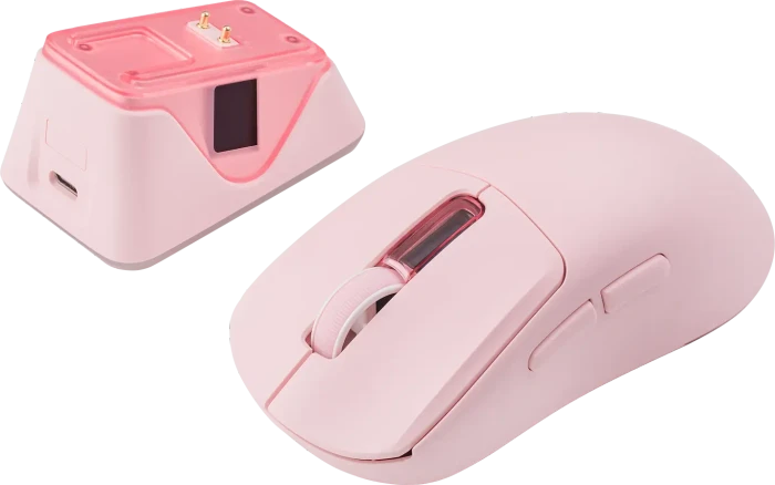 Epomaker Nex Lite Wireless Gaming Mouse mit Ladestation, rosa, USB/Bluetooth