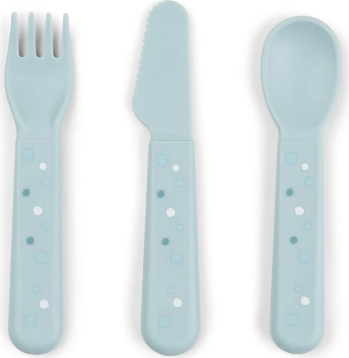 Done by Deer Foodie Kinderbesteck-Set happy dots blau, 3-tlg.