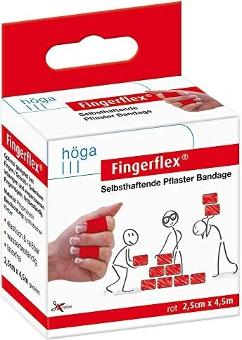 Höga Fingerflex Selbsthaftende Pflaster Bandage rot, 2.5cm x 4.5m, 1 Stück
