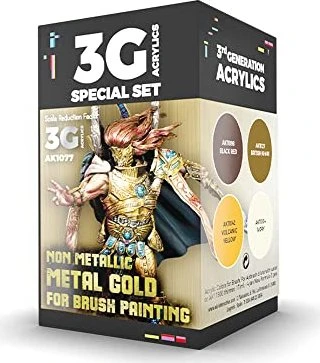 AK-Interactive 3rd Gen Acrylic Colors Wargame Color Set Non Metallic Metal Gold Farbset, 4-tlg.