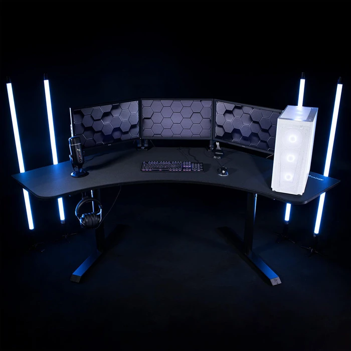 Arozzi Arena Angelo Gaming Eckschreibtisch 225x71cm Pure Black