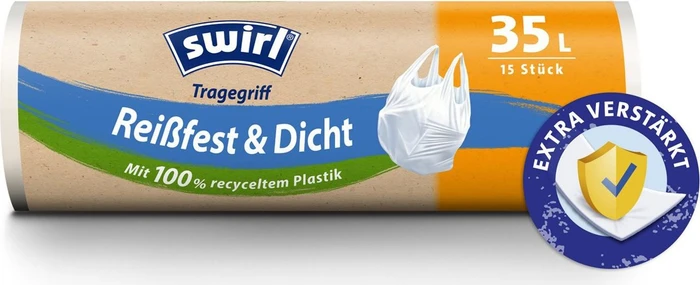 Swirl Reißfest & Dicht Müllbeutel mit Tragegriff