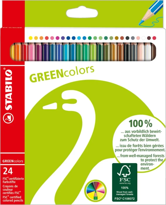 STABILO GREENcolors Buntstift sortiert, Kartonetui, 24er-Set