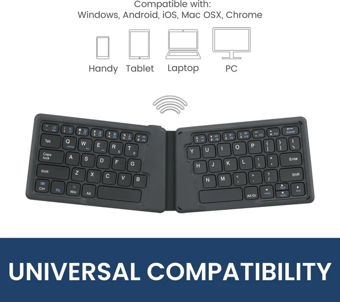 Perixx Periboard-805 ERGO faltbare-Tastatur, schwarz, Bluetooth, US
