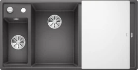 Blanco Axia III 6 S InFino Becken links mit Ablauffernbedienung felsgrau inkl. Glasschneidebrett
