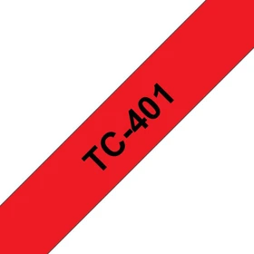 Brother TC-401 Beschriftungsband,  12mm, schwarz/rot