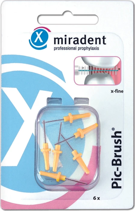 Miradent Pic-Brush Ersatz Interdentalbürste x-fine gelb, 6 Stück