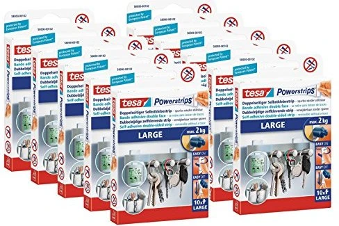 tesa Powerstrips Klebestreifen large weiß, 20mm/50mm, 10 Stück