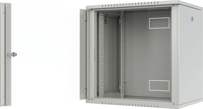 Lanview 19" Wandgehäuse 12HE, Flatpack, Glastür, IP20, RAL 7035, 450mm tief