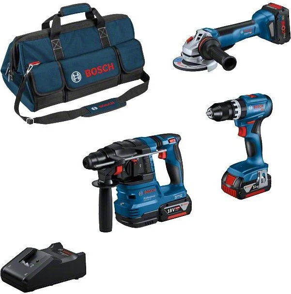 Bosch Professional Akku-Maschinenset inkl. Tasche + 3 Akkus 5.0/5.5Ah (0615A5004C)