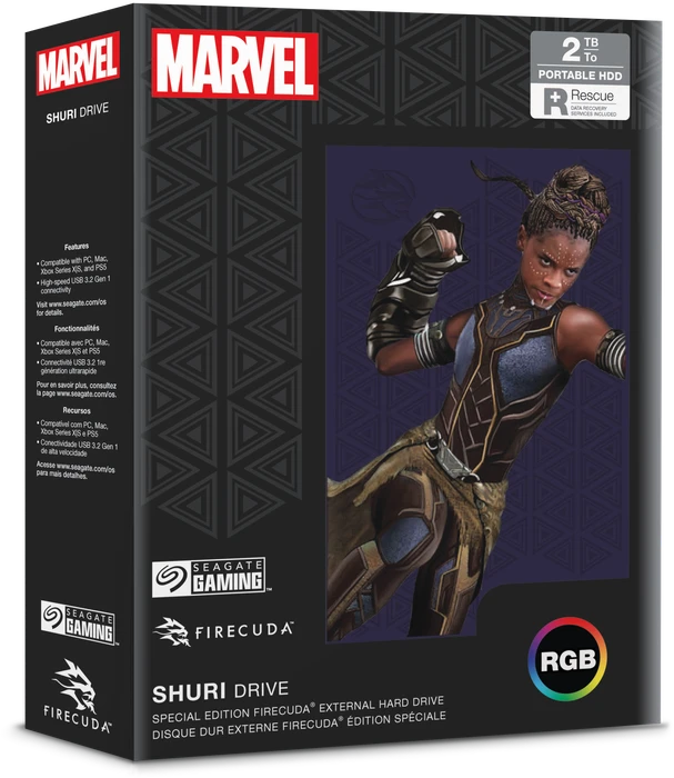 Seagate FireCuda Gaming HDD - Shuri Special Edition, 2TB, +Rescue, USB 3.0 Micro-B