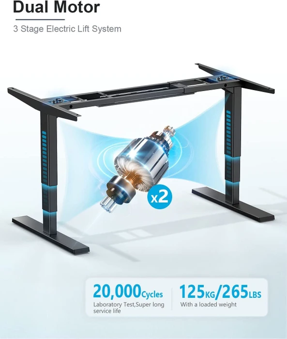 Maidesite T2 Pro Plus elektrisch höhenverstellbares Sitz-Steh-Schreibtischgestell schwarz