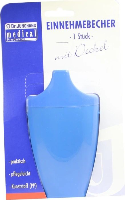 Dr. Junghans Medical Einnehmebecher mit 2 Griffen und Deckel 12mm blau, 250ml