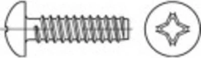 Toolcraft Kreuzschlitz galvanisch verzinkt Linsenblechschraube, 3.9x22mm, 1000 Stück