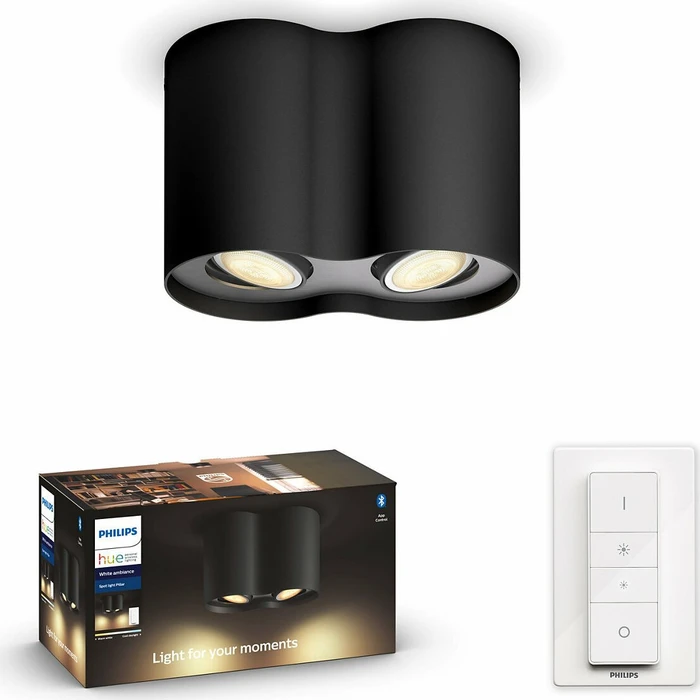 Philips Hue White Ambiance Pillar Spot 2-flammig schwarz
