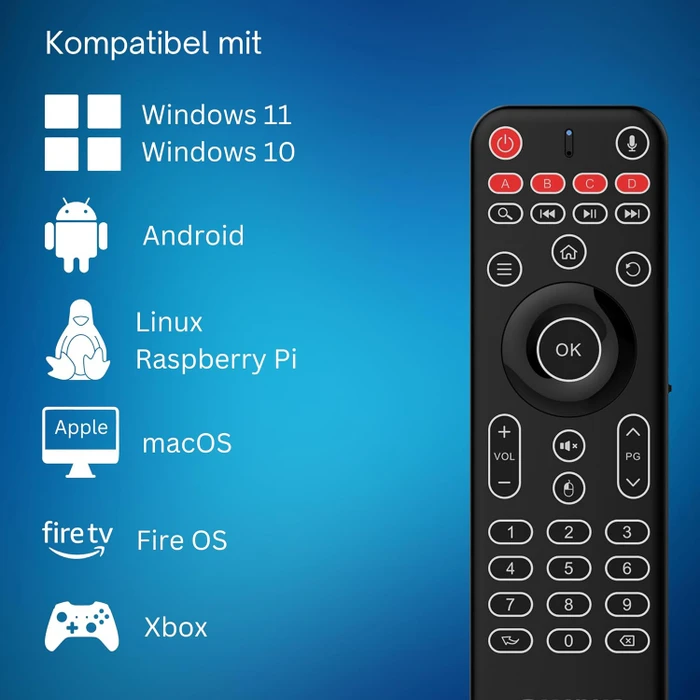 Orbsmart AM-1 Pro Airmouse Fernbedienung mit Mini-Tastatur, DE, USB-A