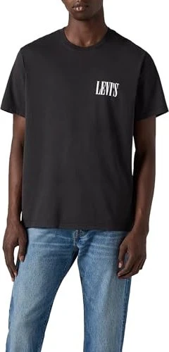 Levi's Relaxed Fit Graphic T-Shirt kurzarm serif logo/mineral black (Herren)