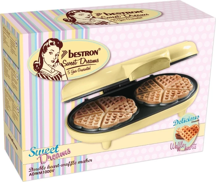 Bestron ADWM1000V Herzwaffelautomat Waffeleisen gelb