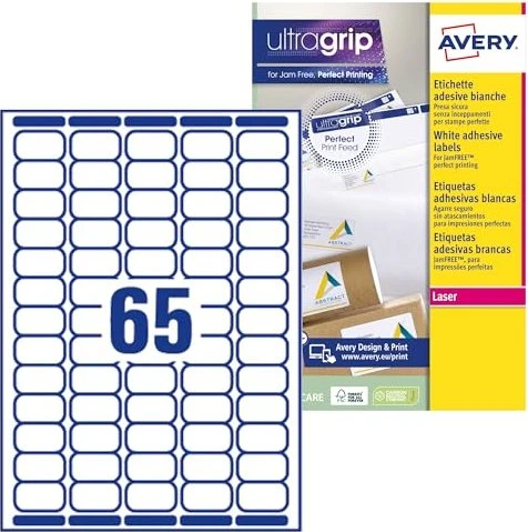 Avery-Zweckform Adressetiketten, 38.1x21.2mm, weiß, 100 Blatt (6500 Etiketten)