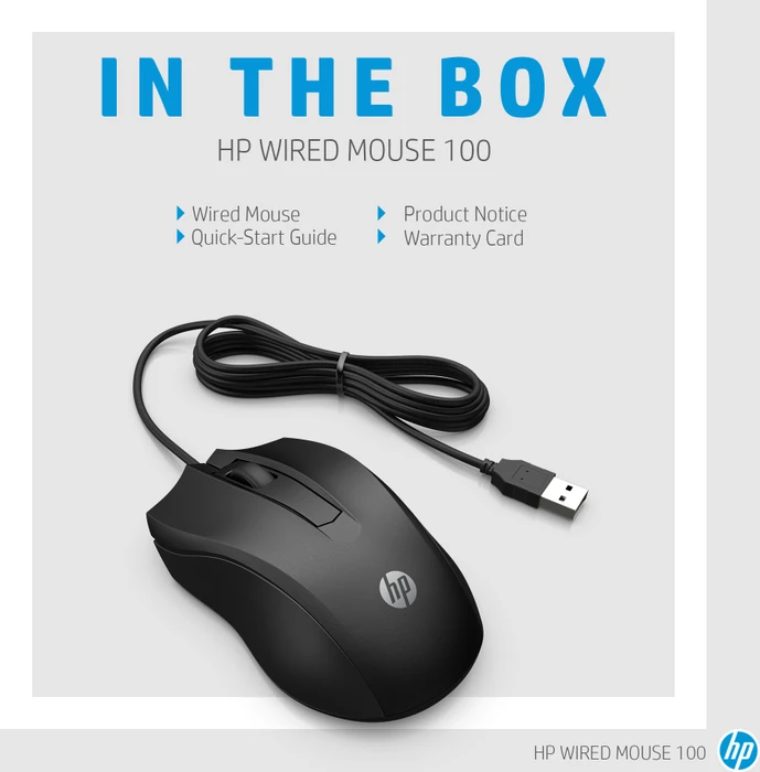 HP Wired Mouse 100 schwarz, USB