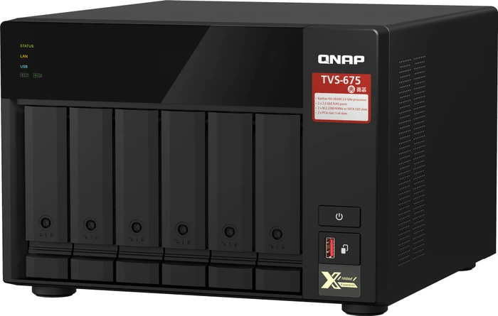 QNAP QuTS hero TVS-675-8G 64TB, 8GB RAM, 2x RJ-45 2.5GBase-T, 2x USB-A 3.1