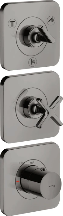 Hansgrohe Axor Citterio E Thermostatmodul 380/120 Kontrollfeld für 3 Verbraucher polished black chrome