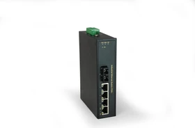 LevelOne IFP-05 Industrial Railmount Switch, 4x RJ-45, 1x SC-Duplex, 126W PoE+ (IFP-0502)