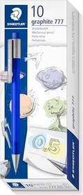 Staedtler graphite 777 Druckbleistift B 0.5mm graphit, blau/silber, Radierer, 10er-Pack