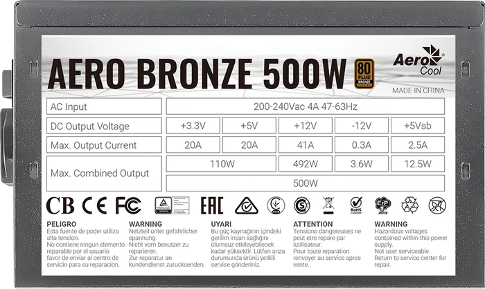 AeroCool Aero Bronze 500W, ATX 2.52