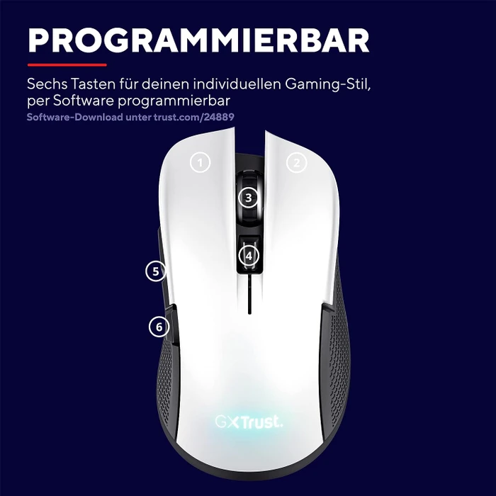 Trust Gaming GXT 923W YBAR Wireless Gaming Mouse weiß/schwarz, USB