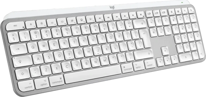 Logitech Keys S for Mac, Pale Grey, weiß/grau, LEDs weiß, Logi Bolt, USB/Bluetooth, US