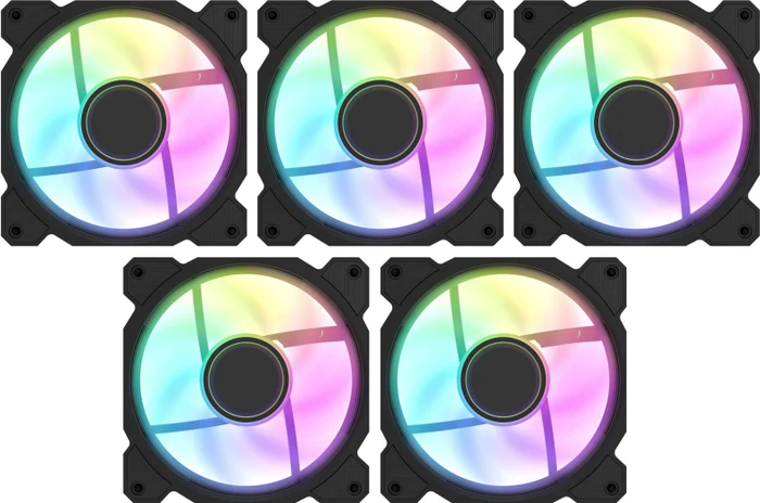 DarkFlash DR08 Black 5-in-1, schwarz, 120mm, 5er-Pack