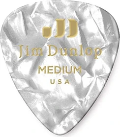 Dunlop Celluloid White Pearloid Pick, Medium, 12-Pack