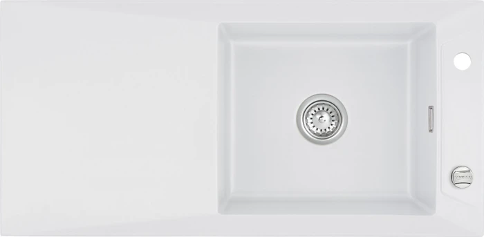 systemceram Siro 100 Einbau Becken rechts mit Ablauffernbedienung satin