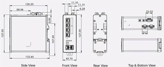 Cisco IE 1000 Industrial Railmount Smart Switch, 4x RJ-45, 2x SFP, PoE+