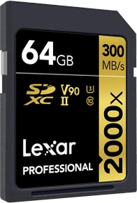 Lexar Professional 2000x Gold Series R300/W260 64GB, UHS-II U3, Class 10