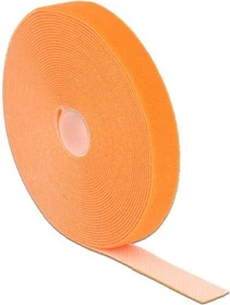 DeLOCK Klettband auf Rolle, 20mm, 10m, orange
