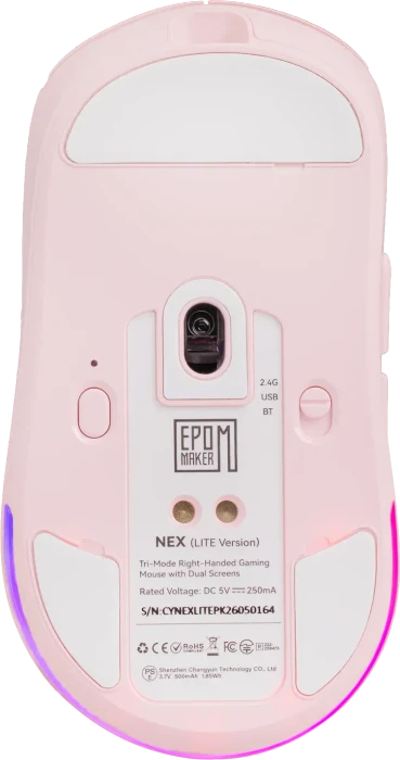 Epomaker Nex Lite Wireless Gaming Mouse mit Ladestation, rosa, USB/Bluetooth