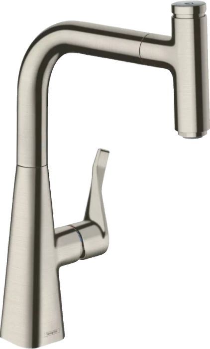 Hansgrohe Metris Select M71 240 1jet mit Ausziehauslauf edelstahl finish
