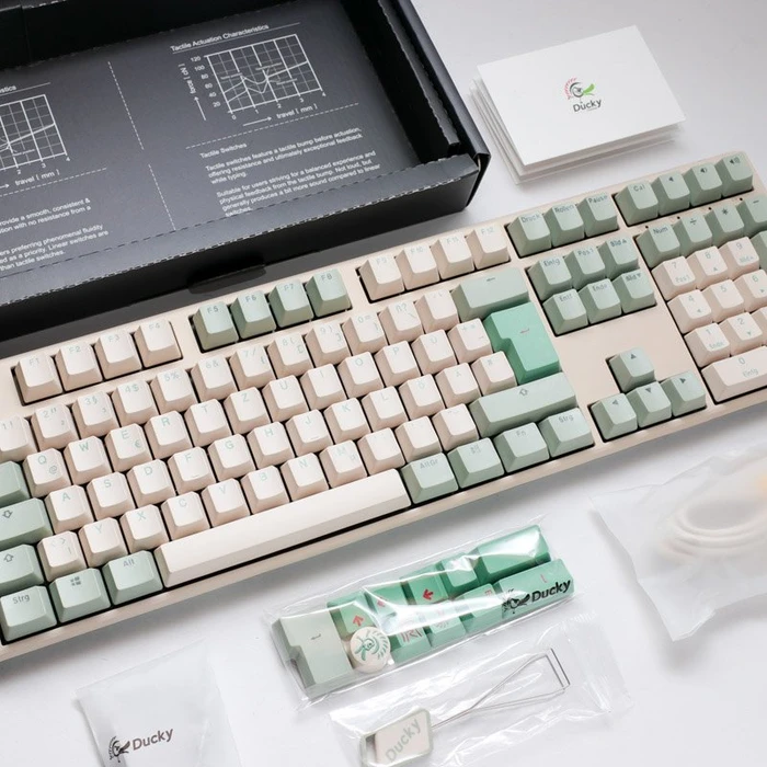 Ducky One 3 PBT, Matcha, grün/weiß, MX BLACK, USB, DE