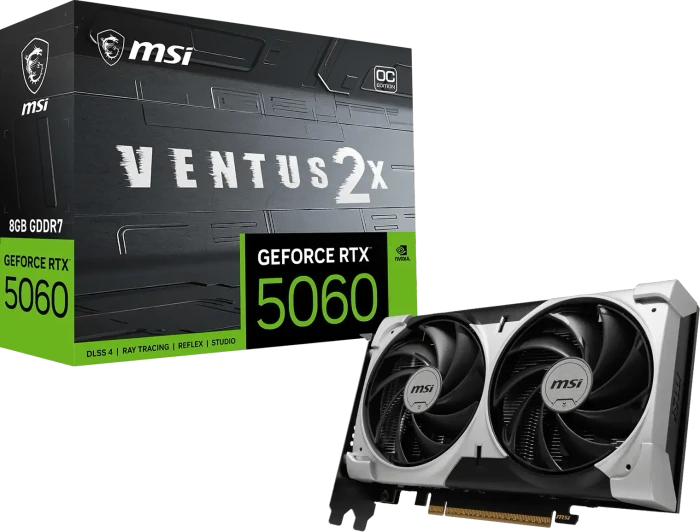 MSI GeForce RTX 5060 8G Ventus 2X OC V1, G5060-8V2CV1, 8GB GDDR7, HDMI, 3x DP