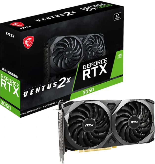 MSI GeForce RTX 3050 Ventus 2X 8G, 8GB GDDR6, HDMI, 3x DP