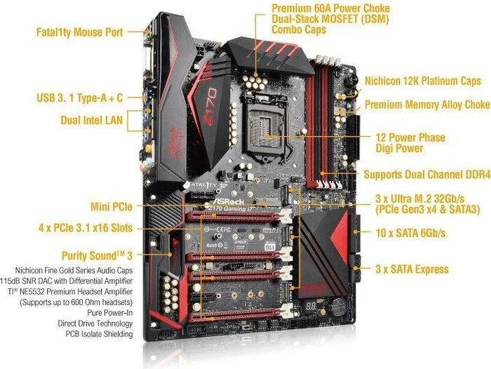 ASRock Fatal1ty Z170 Professional Gaming i7 (Intel 1151)