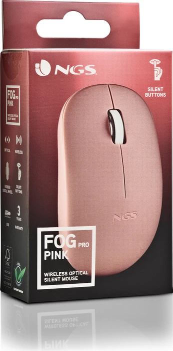 NGS Fog Pro Silent Wireless Mouse rosa, USB