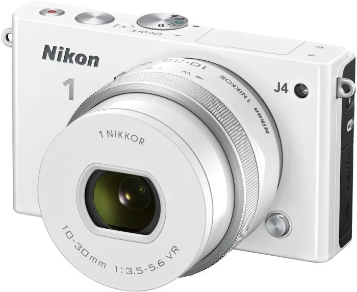 Nikon 1 J4 weiß mit Objektiv 1 NIKKOR 10-30mm 3.5-5.6 PD-Zoom VR und 1 NIKKOR 30-110mm 3.8-5.6 VR