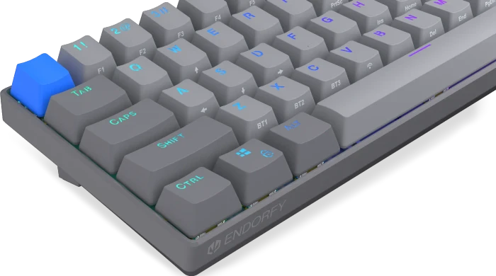 Endorfy Thock V2 Compact Wireless, PBT, grau, LEDs RGB, hot-swap, Endorfy YELLOW, USB/Bluetooth, US