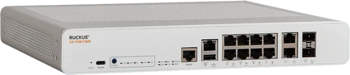 Brocade Ruckus ICX 7150 Desktop 2.5G Managed Switch, 10x RJ-45, 2x SFP+, 240W PoE++