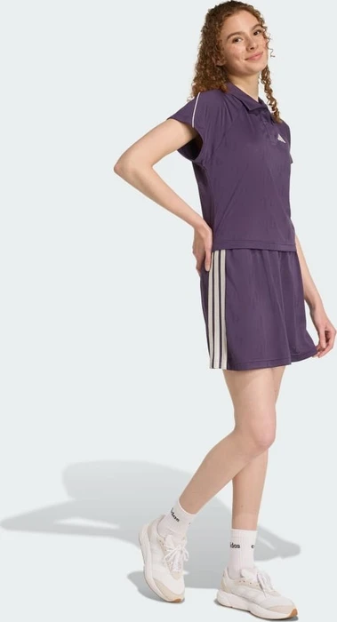adidas Stadium 3-Streifen vom Tennis inspiriertes Poloshirt kurzarm aurora plum/off white (Damen)